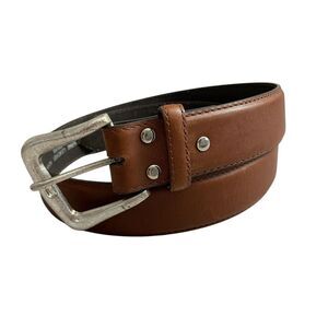 Nocona Leather Belt 32 Mens Brown Silver Buckle Western Casual Cowboy 1.5"